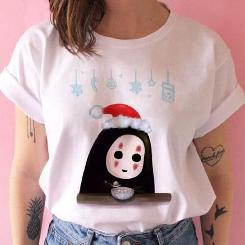 New Kawaii Spirited Away Faceless Ghost T Shirt Fashion Harajuku Short Sleeve WhiteTops Women Clothes Vintage Camiseta Mujer