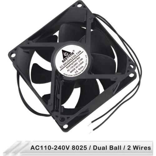 5PCS LOT Gdstime 80x80x25mm 8cm Dual Ball Bearing 80mm AC 110V 120V 220V 240V Axial EC Cooling Fan