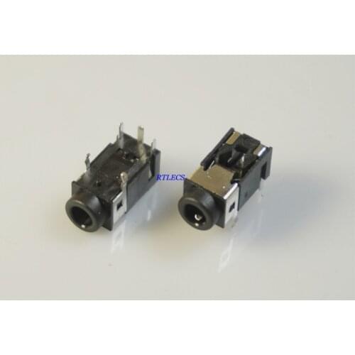 100pcs TRS Phone Jack 3.5 mm 5 pin Stereo Audio Socket for 3 poles 14.0mm earphone plug through hole Right Angle PCB Solder