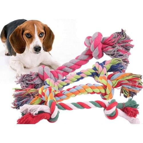 Random Color Pet Dog Toy Bite Rope Double Knot Cotton Rope Funny Cat Toy Bite Resistant and Sharp Teeth Pet Supplies Puppy Toys