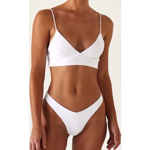Sexy Solid Bikini Swimwear Woman V Neck Swimsuit 2021 Push Up Bikini Set Bodysuit Women Beachwear Biquini Maillot De Bain #J2P