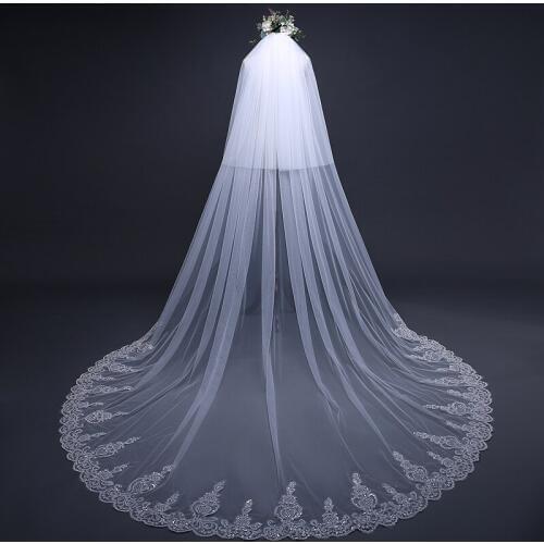 Ever Pretty 3 Meter veil wedding Long Lace Edge Bridal Veil Wedding Accessories 2021 Sluier Vestido de noiva voile de mariee