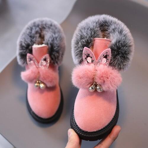 TELOTUNY 2021 New Children Kid Baby Girls Boots Ankle Sport Short Bootie Solid Pearl plush Winter warm snow boots Casual Shoes
