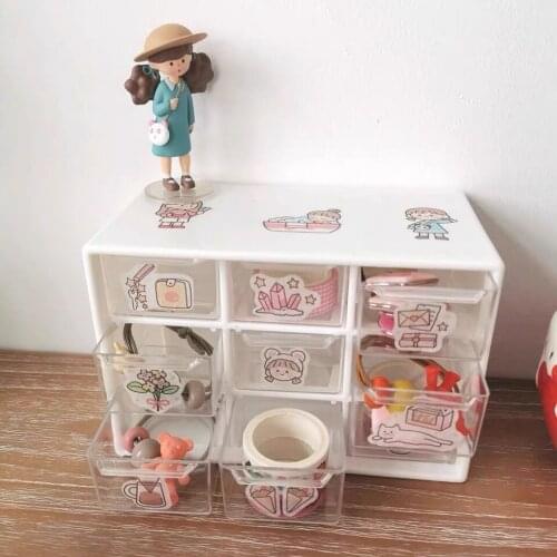 9 Grids Bedroom Storage Box Mini Office Supplies Jewelry Tools Case Transparent Drawer Container Home Decorative Accessories