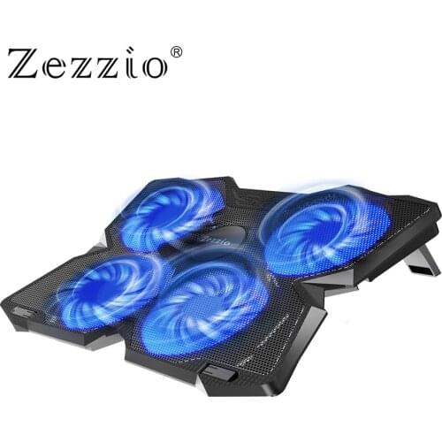 Zezzio ZLP-B4 Ultra Quiet Laptop Cooler with 4 Strong Quiet Fans Dual USB ports for 12-17 Inch Notebook