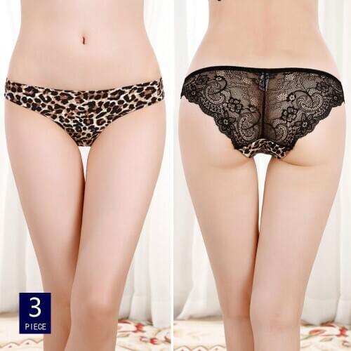 Women Sexy Lace Panties Low-waist Underwear Thong Female G String Breathable Lingerie Temptation Embroidery Intimates Leopard
