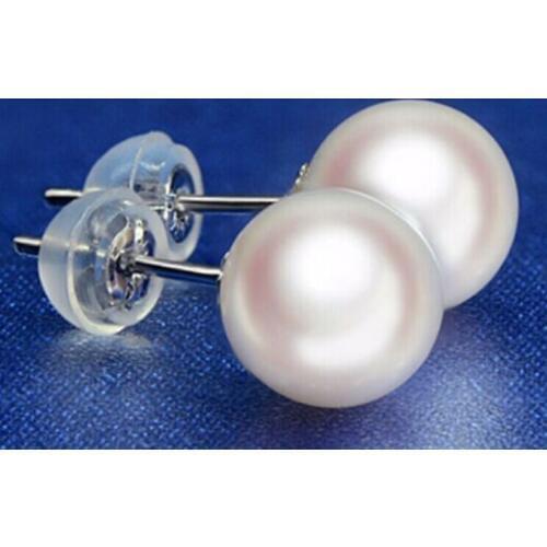 Top quality natural round 11-12mm Australian south sea white pearl earrings 18