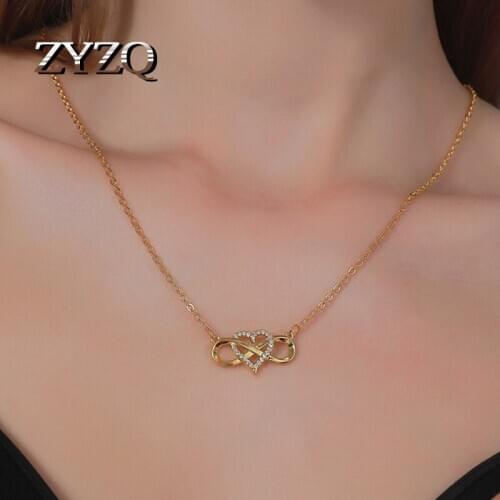 ZYZQ Simple Love Necklace For Women Fashion Ins 8 Heart-Shaped Cross Clavicle Chain Romantic Wedding Jewelry wholesale