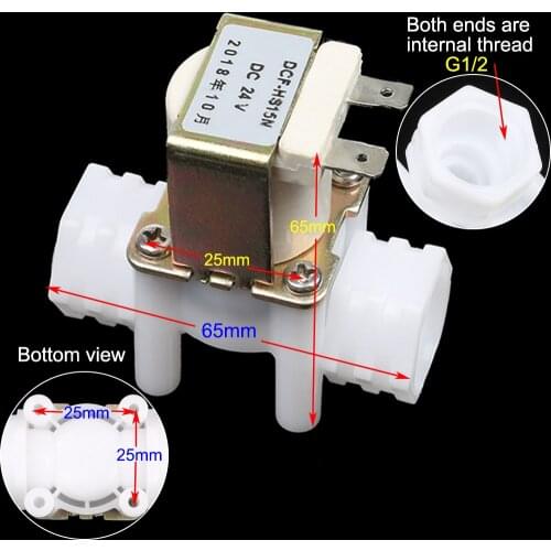 Quarter 4" internal thread plastic solenoid valve DN15 G1/2 internal thread DC12VDC24VAC220V Normally closed with pressure