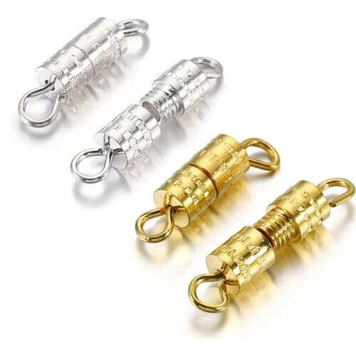 50-100pcs Cylinder Fasteners Buckles Screw Clasps Closed Beading End Clasp For Bracelet Necklace Connectors Jewelry Making DIY