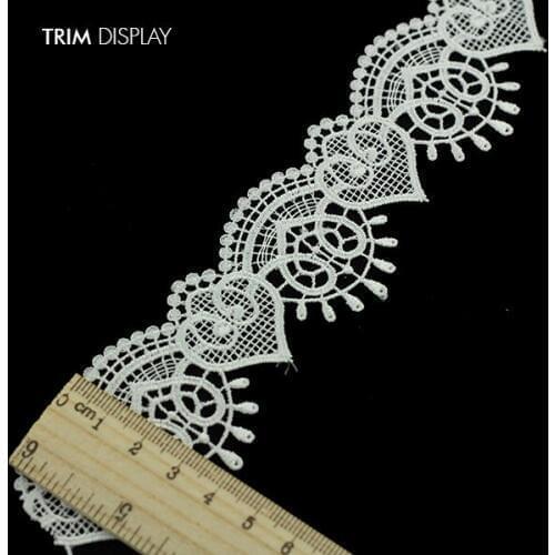 White Embroidered Heart Pattern Scrapbooking Lace Ribbon Trim Embellishment Applique Sewing Trimming for Clothes 28yd/T968