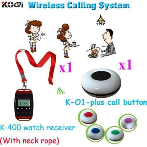 Wireless Pager System Durable Restaurant 433.92MHZ Watch With Neck Rope And Call Button (1pcs watch+1pcs caller)