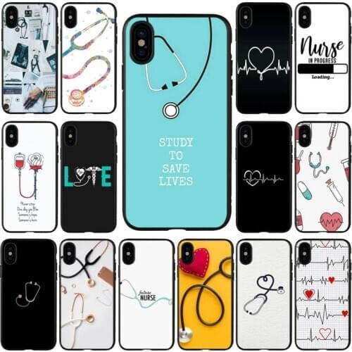 YNDFCNB Nurse Medical Medicine Health heart and stethoscope Phone Case for iPhone 11 12 pro XS MAX 8 7 6 6S Plus X 5S SE 2020 XR