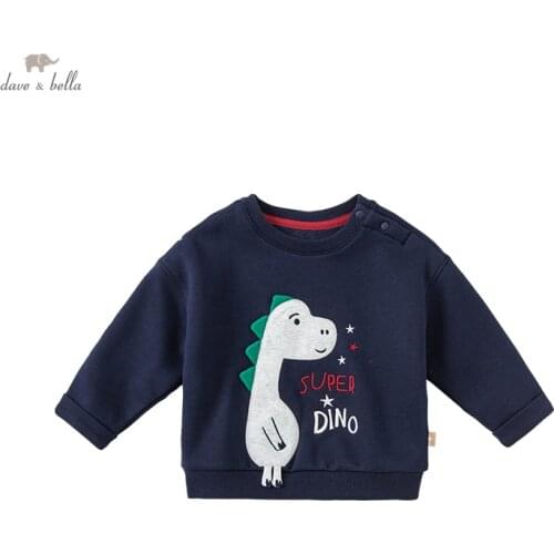 DBS19721 dave bella winter baby boys casual cartoon letter T-shirt children tops kids boy fashion tees