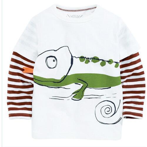 Children Boys T Shirt Lizard Printed Long Sleeve Autumn 100% Cotton Knitted Girls Long Sleeve Tee Kids Top For 1-6 Year