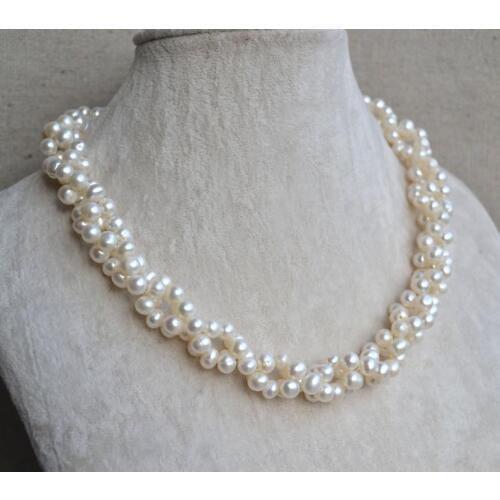 Elegant Flower Girl Pearl Necklace,18inches 6-7mm White Freshwater Pearl Necklace,Perfect Bridesmaid Girlfriend Gift Pearl Jewel