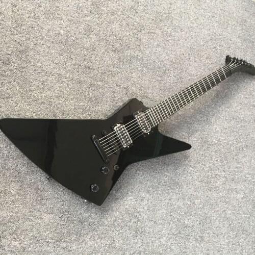 Glossy black Hetfield 7 strings electric guitar 7-string custom guitar no fretboard inlays free shipping guitara