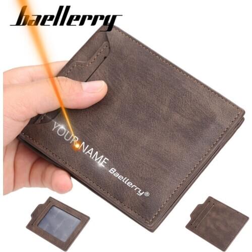 2020 Customized Men Wallets Free Name Engraving Card Slots High Quality Male Purse New PU Leather Coin Holder Men Wallets