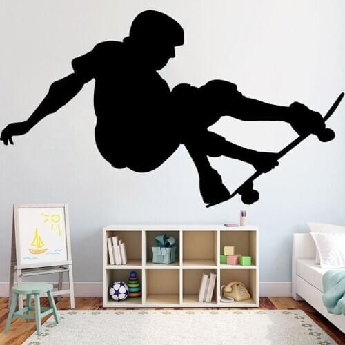 Skateboarder Stunt Wall Sticker Exercise Room Art Decor Cool Extreme Sport Vinyl Wall Decals Home Decoration Boys Bedroom Y693