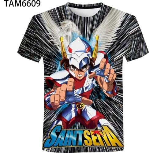 2021 new Saint Seiya Sanctuary Legend 3D cartoon printed T-shirt for boys and girls summer short-sleeved boys and girls direct