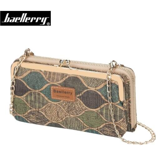 2021 New Women Shoulder Bag Female Long Zipper Wallet Lady Clutch Purse With Phone Pocket Ladies Mini Print Chain Cartera