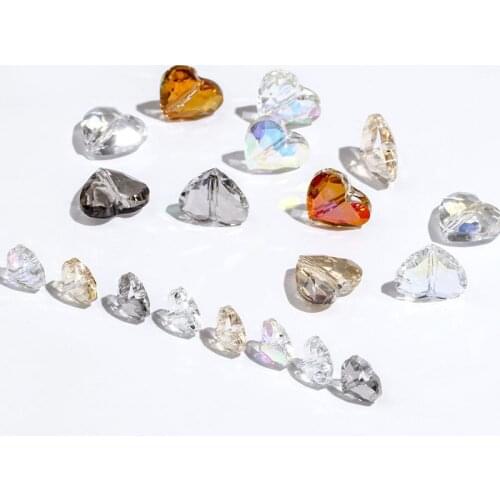 New style!! 7x8mm 20pcs/bag high quality K9 glass heart shape beads sew on rhinestones with holes DIY/jewelry accessory