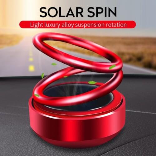 Car Air Freshener Car Aromatherapy Solid Solar energy Double Rings Rotary Suspension Rotating Dashboard Interior Ornament