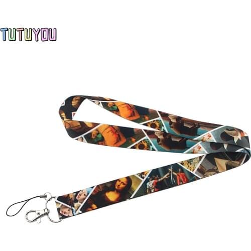 PC2800 Fashion Oil Painting Art Neck Strap Lanyards ID Badge Card Holder Keychain Phone Gym Strap Webbing Necklace Gift
