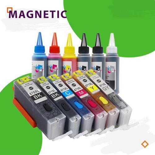 PGI-670 CLI-671 refillable ink cartridge whit chip For canon PIXMA MG7760 MG7765 MG7766 TS8060 TS9060 printer