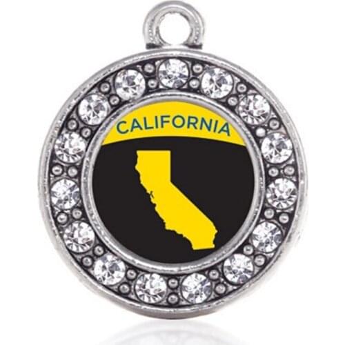 Show your style hometown CALIFORNIA OUTLINE CIRCLE CHARM rhodium plating
