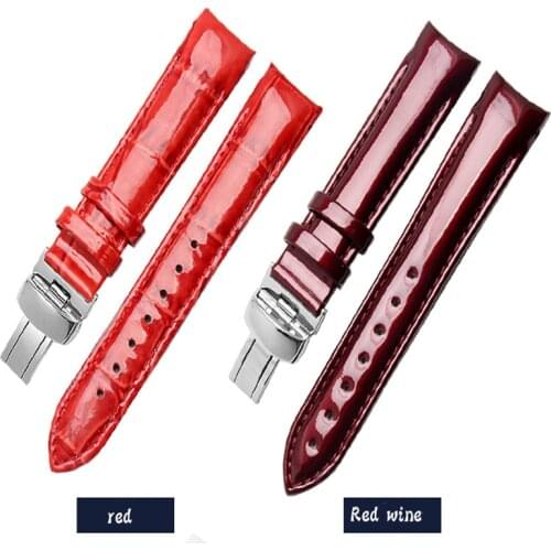 Curved End Genuine Leather Watchband for Tiss 1853 T035 Couturier Watch Band Strap Wrist Bracelet 18mm for women