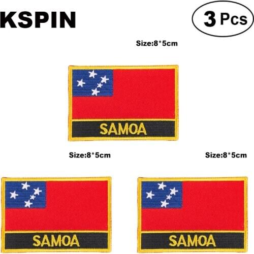 Samoa Rectangular Shape Flag patches embroidered flag patches national flag patches for clothing DIY Decoration
