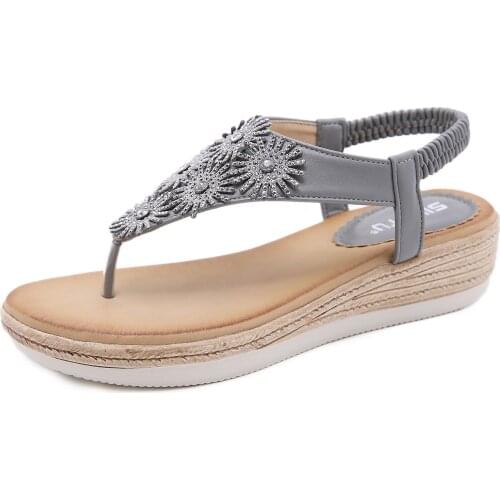 Summer New Women Sandals Fashion Ladies Solid Color Peep Toe Elastic Band Wedge Flower Shoes Outdoor Casual Female Footwear