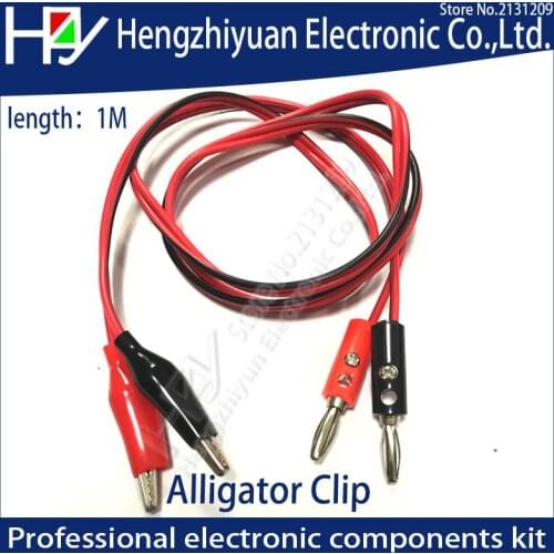 Hzy 4mm Injection Banana Plug To Shrouded Copper Electrical Clamp Alligator Clip Test Cable Leads 1M For Testing Probe