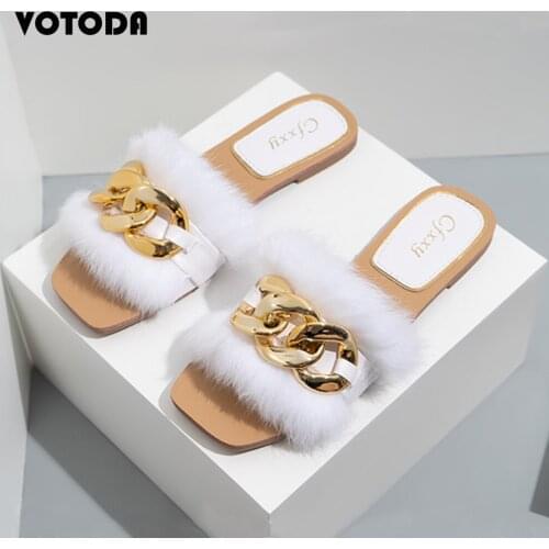 Summer Women Square Toe Chain Slippers Ladies Beach Flip Flops Indoor Anti-Slip Flat Slides Fashion Casual Female Shoes Big Size