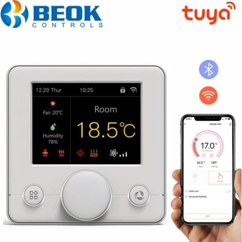 Beok Tuya Smart Thermostat Wifi Temperature Controller for Water/Gas Boiler Heating Colorful Screen Works with Alexa Google Home