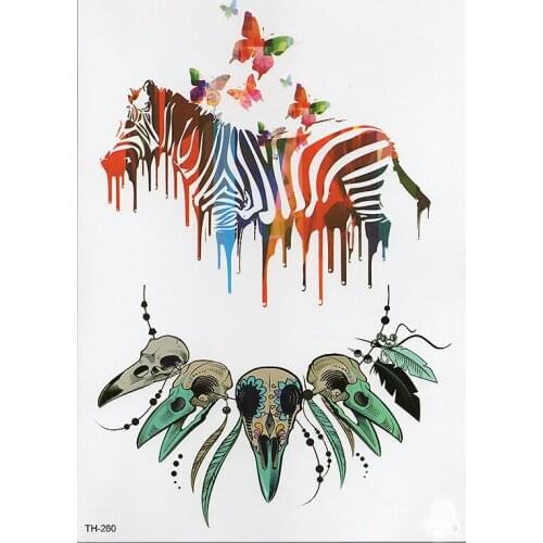 Waterproof Temporary Tattoo Sticker Samll Arm Sleeve Tattoo Zebra Animal Full Flower Tatoo Body Art Tattoo