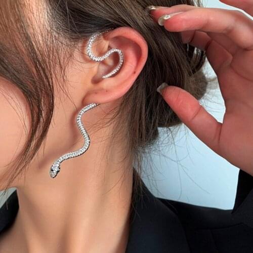 INS Snake-shaped Earrings Female Non-pierced Earrings Retro Statement Animal Style Ear Exaggerated Ear Clip Earring European