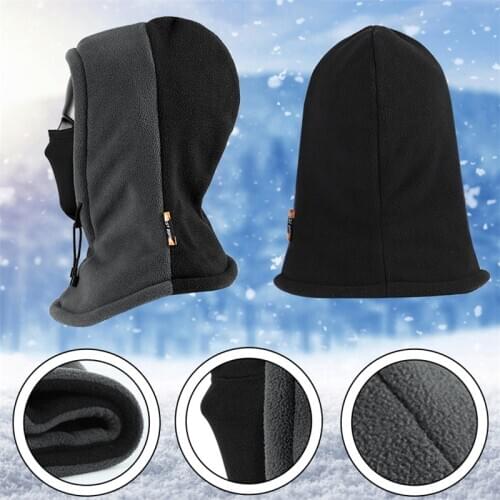 Winter Warm Fleece Balaclava Hat Double Layer Warm Cycling Cap Windproof Skiing Fishing Running Outside Sports Caps