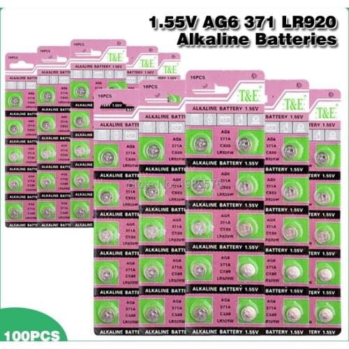 100pcs 1.55V AG6 371 SR920SW LR920 SR927 171 370 L921 LR69 SR920 Button Batteries For Watch Toys Remote Cell Coin Battery