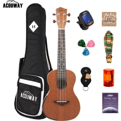Acouway Ukulele Concert Soprano Tenor Ukulele 21" 24" 26" Sapele Ukulele Ukelele Aquila String Optinal Ukulele Bag Tuner Strap