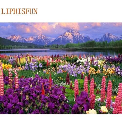 Diamond Painting Cross Stitch Full Square Round Picture of Rhinestone DIY Mosaic Embroidery Scenery Lavender New Year