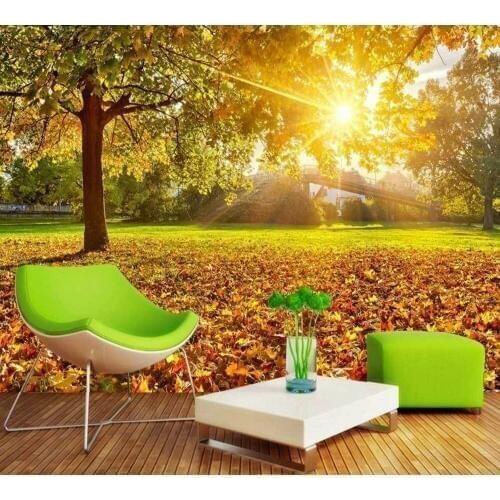 Free Shipping Custom 3D Wallpapers Sunny Autumn Maple Leaves Natural Scenery TV Background Wall Living Room Decoration Wallpaper