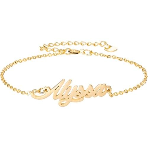 Alyssa Name Bracelet for Women Girl Jewelry Stainless Steel 18k Gold Plated Nameplate Pendant Femme Mother Girlfriend Best Gift