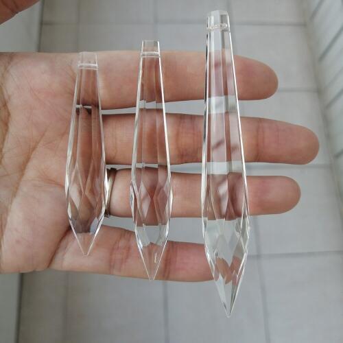 Camal 10pcs 63mm 75mm 100mm Multifaceted Icicle U Drop Crystal Pendant Prism Lamp Hanging Chandelier Suncatcher Wedding Party