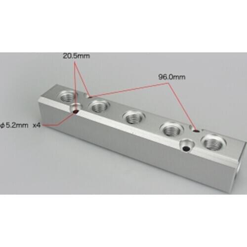 G1/2" In G1/4" Out 5 Way 7 Ports 30x30mm Pneumatic Aluminum Manifold Block Splitter