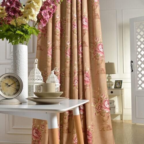 Flower Cotton Curtains for Living Room Flax Printed Curtains Decorative Fabrics Curtains for Bedroom New Chinese Girls'curtains