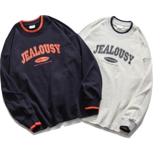 Fake Two-Piece Hong Kong-Style Couples Printed Simple Korean-Style Mens Autumn 2020 New Loose Student