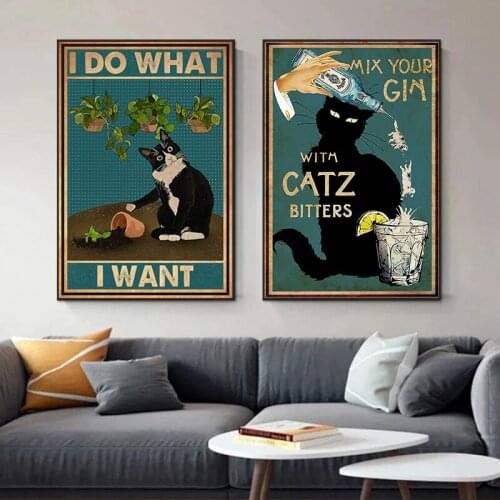 Funny Cat Canvas Paintings Nordic I Do What I Want Quote Posters and Prints Wall Art Picture for Living Room Wall Decor Cuadros