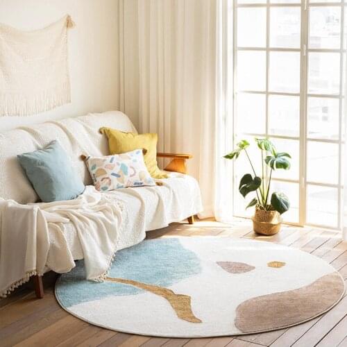 Brief Round Carpet Living Room Home Coffee Table Round Rug Computer Chair Fluffy Rug Kids Room Shaggy Carpet Study Floor Mat